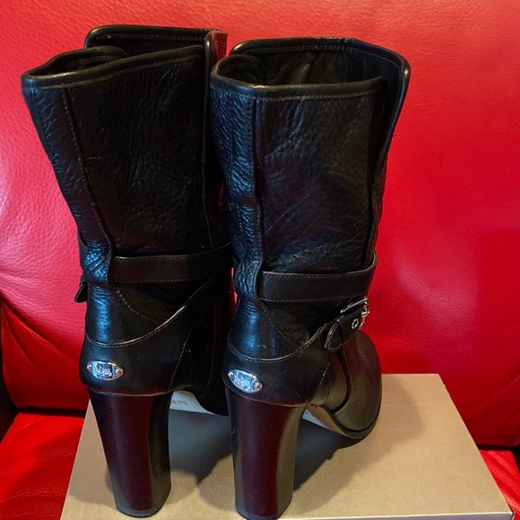 Coach Calf High Quality Leather Logo Booties Never Used - Picture 3 of 12